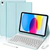 Keyboard Case for iPad A16 (11 ") / iPad 10 2022 (10.9") Blue PU Leather with Keyboard + Mouse + Stylus