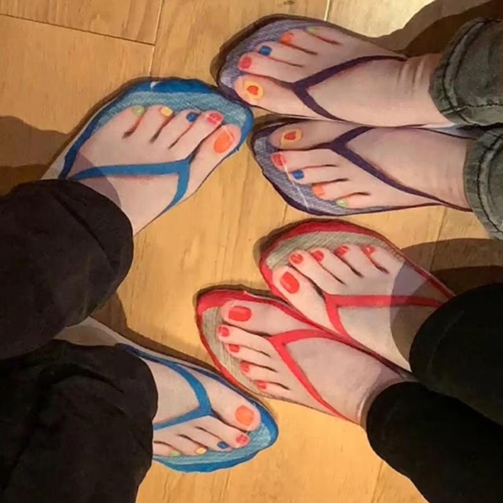 Gemusterte 3D-gedruckte Socken Knöchelhoch Lustige kurze Socken Lässige Flip-Flop-Socken Damen