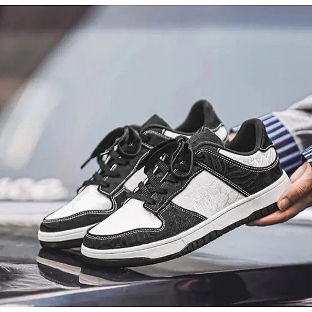 Zapatos deportivos casuales para hombre de alta calidad, estilo de zapato versátil y cómodo, tendencia otoño zapatos de hombre, punta redonda con cordones negro