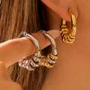 Two Tone Titanium Steel Earrings For Women Hypoallergenic Luxury Earrings With Fade Resistant Finish