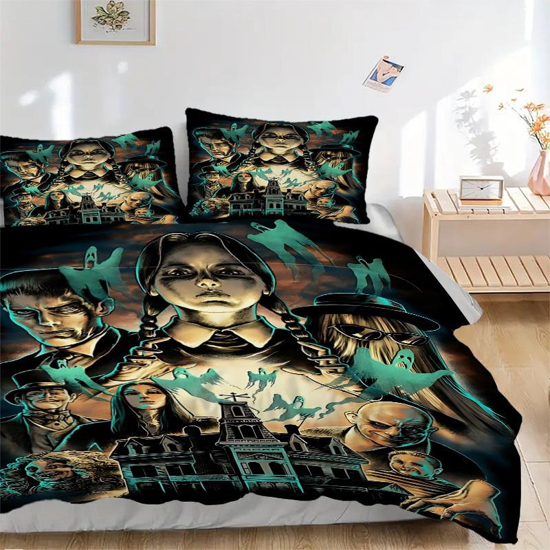 

3pcs Wednesday Addams Bedding Set. Soft and Comfortable with No Core Included (1x Duvet Cover + 2x Pillow Covers) yy251010219 135x200cm