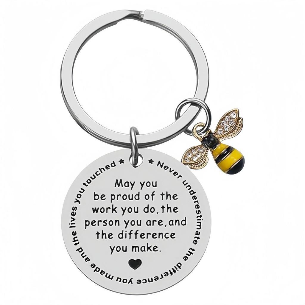 Teacher's Day & Thanksgiving Little Bee Engraved Inspirational Keychain Gifts