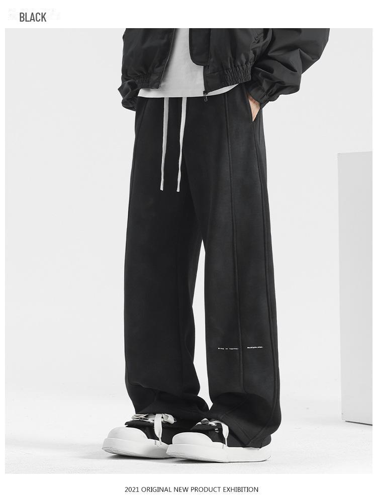 Men's American-Style Loose-Fit Wide-Leg Sweatpants for All Seasons
