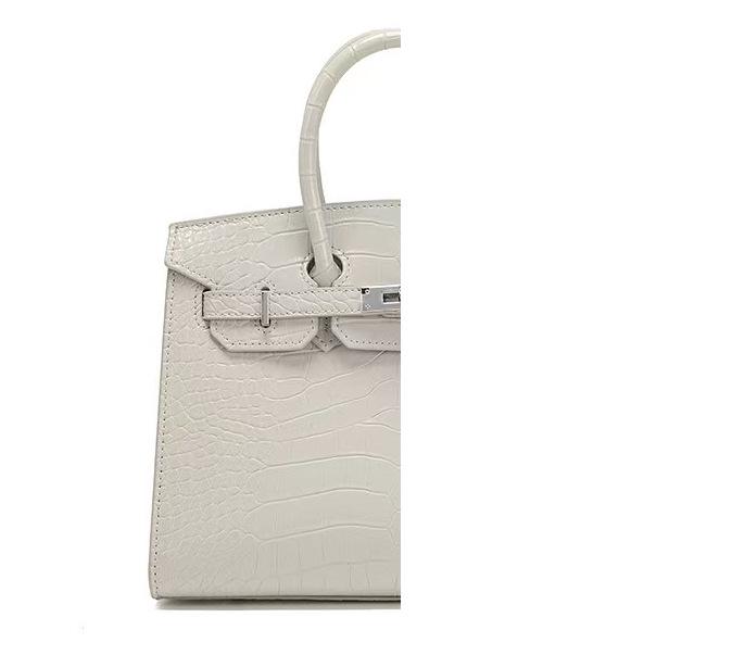 Crocodile Pattern Platinum Handbag - New European American Fashion Large Commute Bag for Women