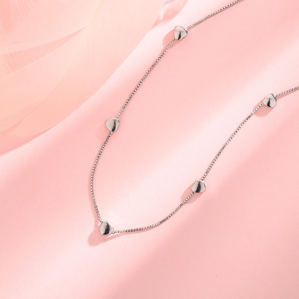 Five Love Necklaces, Minimalist Design, Heart-To-Heart Collarbone Chain, French Casual Style Three-Dimensional Heart-Shaped Neck Chain.