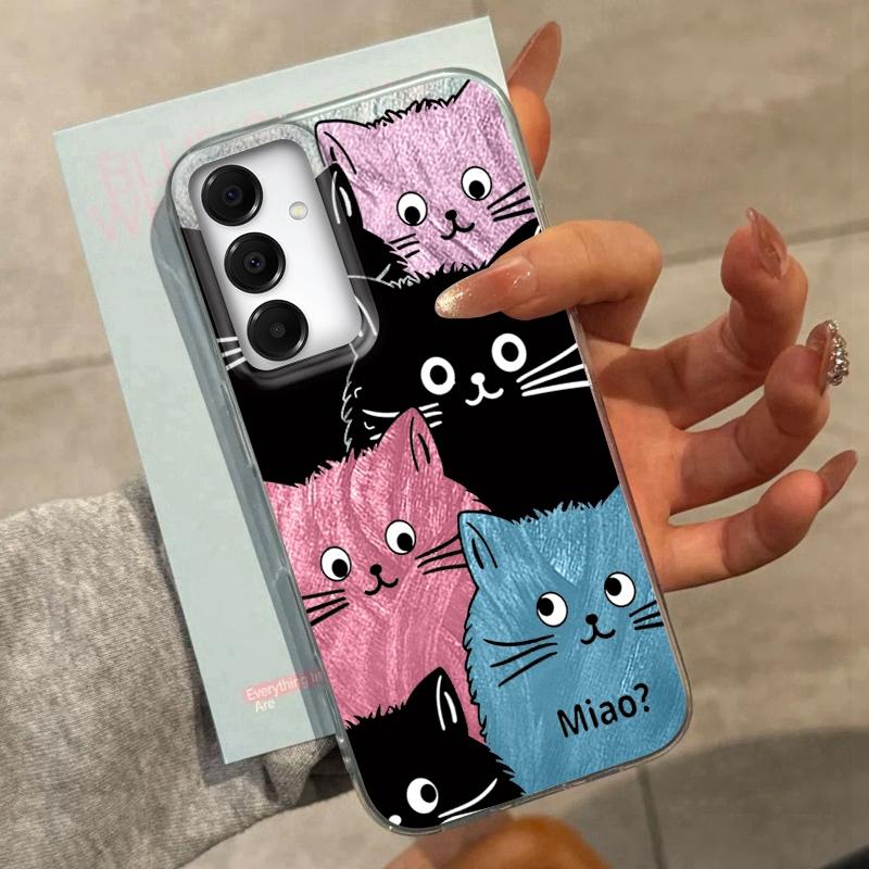 Cute Cat Case For Samsung A56 A16 A17 S25 FE Xiaomi Redmi Note 14 13 Pro 14C A5 Huawei Honor 400 200 Lite Pro iPhone 16 Pro Max Shockproof Cover