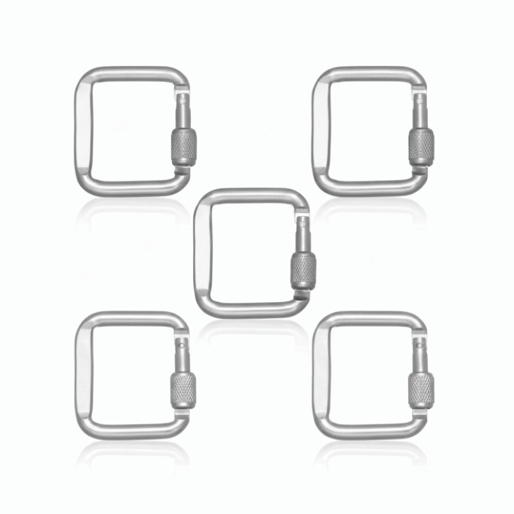 5pcs Square Carabiner Durable Keychain Buckle Accessories Snap Hook Clip  Hiking