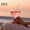 Romantisches Geburtstagsgeschenk für sie Herzförmiges Cocktailglas, 220ml Klarer Kelch mit Strohhalm, Elegante Strohhalm-Kaltgetränkebecher, Stilvolles Party-Trinkgeschirr