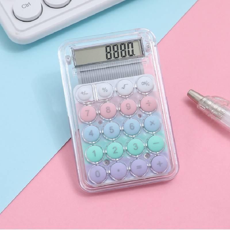 Macaron Mini Calculator Color Small Portable Transparent Student Supplies Office