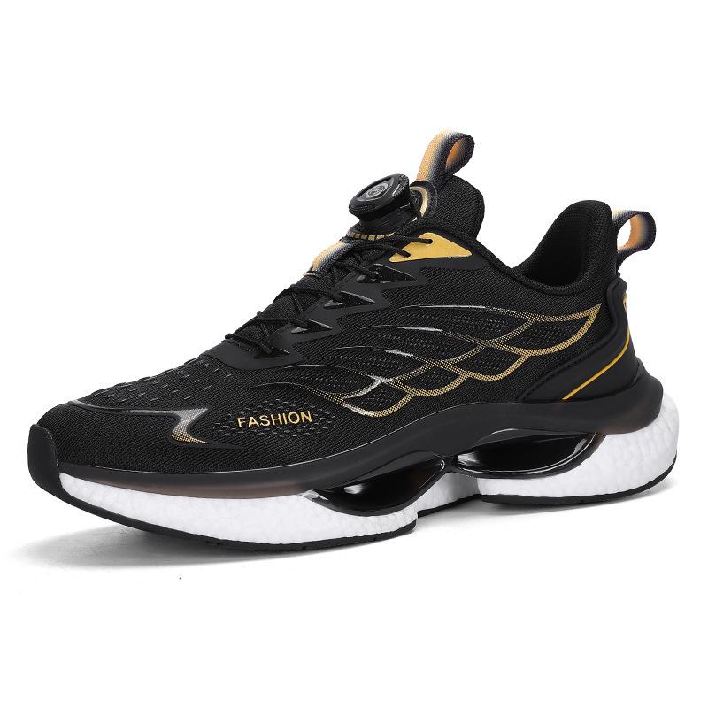 2024 Men's Summer Rotating Button Running Sneakers with Breathable Thick-Soled Popcorn Cushioning