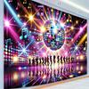 Pozadí fotokoutku Disco Party, Třpytivá disco koule a Silueta tančících jako pozadí pro akce s tématem 80. let