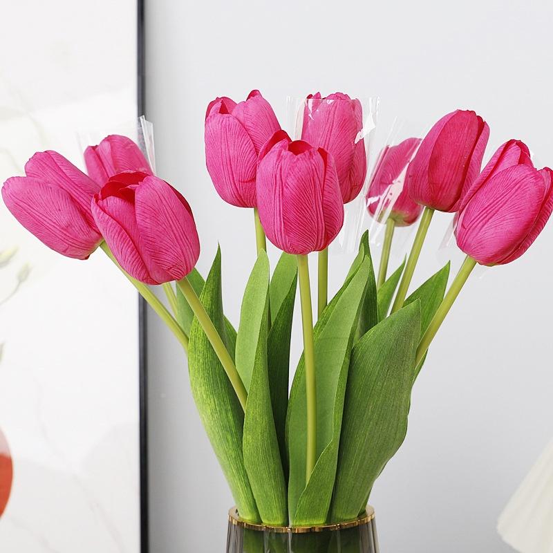 Fake Tulip Flowers Realistic Silk Tulip Decor Artificial Tulip Bouquet Vivid Faux Floral Arrangement For Weddings Outdoor