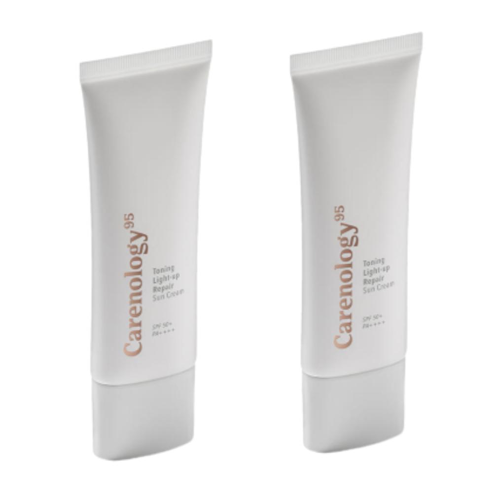 Carenology Toning Light-Up Repair Sunscreen 45ml 1+1 Set SPF50+ PA++++ Radiance Boosting & Tone-Up UV Defense
