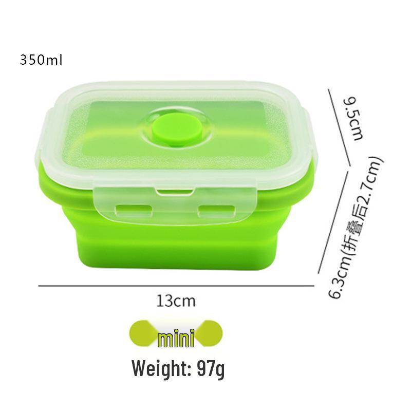 

Силиконовый складной ланч-бокс для сохранения свежести - Портативный и подходящий для улицы квадратный контейнер 350ml зелёный