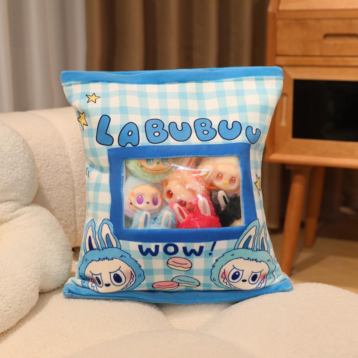 

Креативный набор из 6 милых Лабубу в сумке, плюшевая игрушка, мягкая набивная аниме-плюшевая игрушка Лабубу, подарки на день рождения, Рождество, для девочки 35x45cm синий