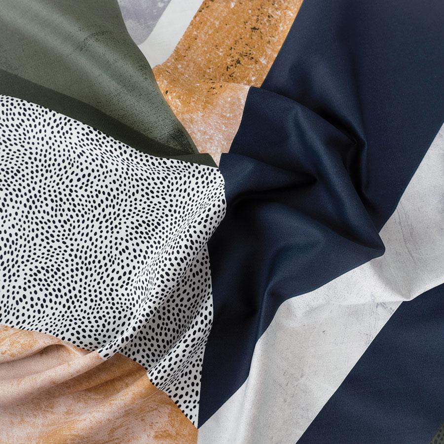 TRIANA Bedding Set 160x200 Cm - Satin Cotton, Geometric Pattern In a Modern Style