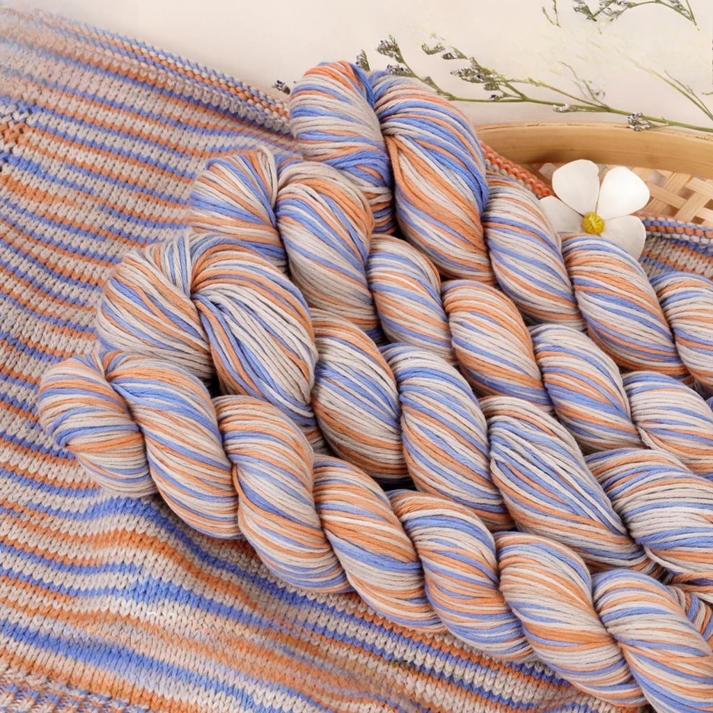 4balení bavlněné příze 200g (4x50g ) Prodyšná měkká tkaná příze na pletení háčkování smíšené barvy lehká na svetry příze