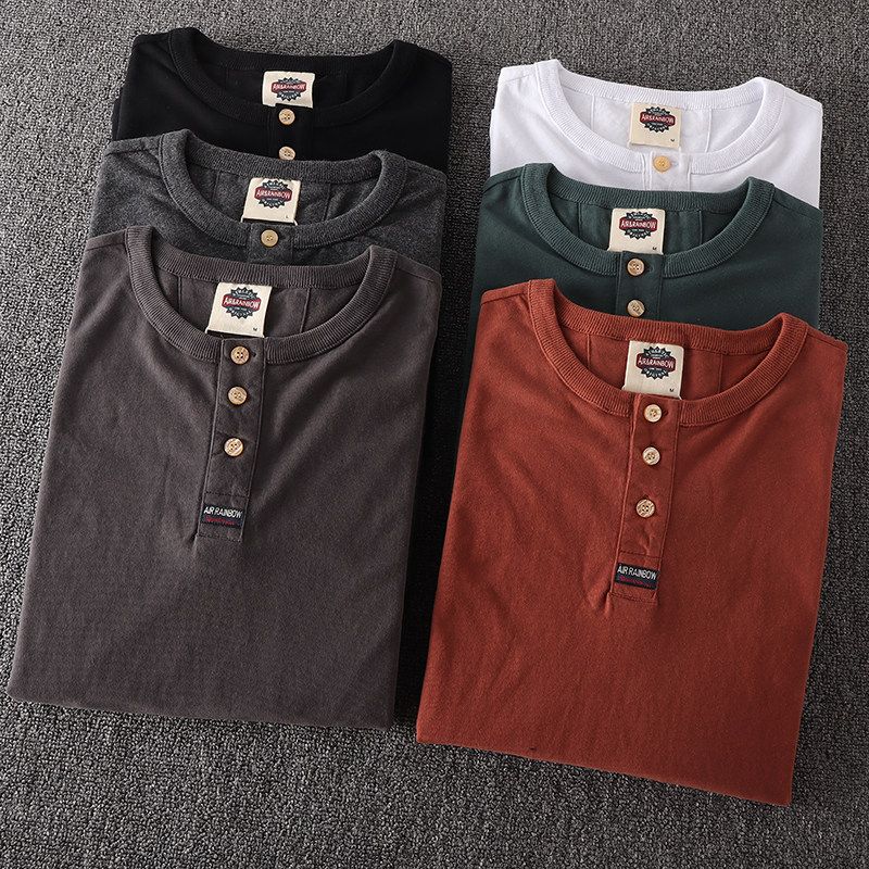 Big Brand Goods ~ Export Label Cutting Factory Direct Sales Fall Winter Men Long-T-Shirt Pure Cotton OEM Goods Tail Goods Bottoming Shirt Fashion