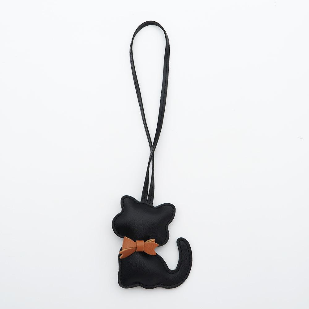 Cute Cartoon Kitten Bowknot PU Leather Bag Charm - Women's Accessory & Gift