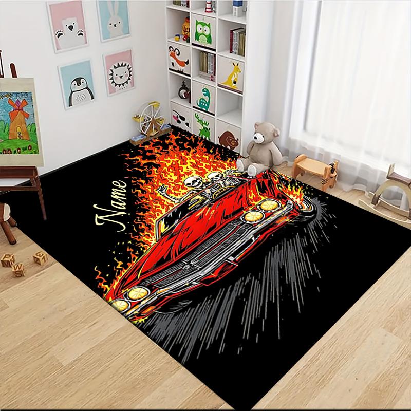 Custom Name Kitten Clown Balloon Theme Carpet Rug Customizable Soft Washable Anti-Slip Home Living Room Sofa Mats Personalized Rug. 0909106