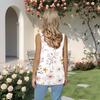 Women's Pleated Square Collar Sleeveless Vest Print T-shirt