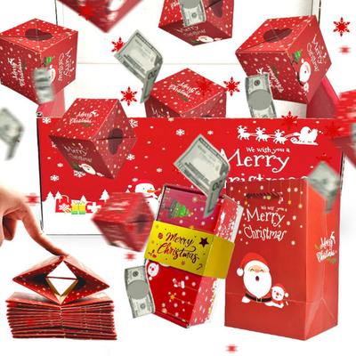 Christmas Gift Box Explosion for Money Merry Christmas Folding Bouncing Gift Box Pop Up Money Box for Party Supplies
