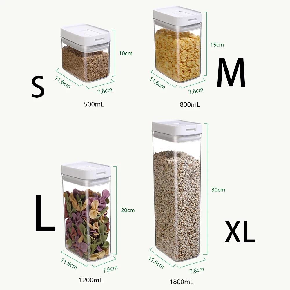 

Прозрачная пластиковая банка для хранения с герметичной крышкой для кухонных закусок, хлопьев, бобов, кухонного хранения, контейнер для кухонного хранения S чистый