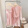 New Autumn Velvet Pajamas Two-piece Robe Set Feminine Lace See-through Robe Bathrobe Casual Velvet Home Clothes