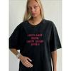 European and American Retro Old Washed Black Letters Print Cotton T-shirt Letter Printed Loose T-shirt