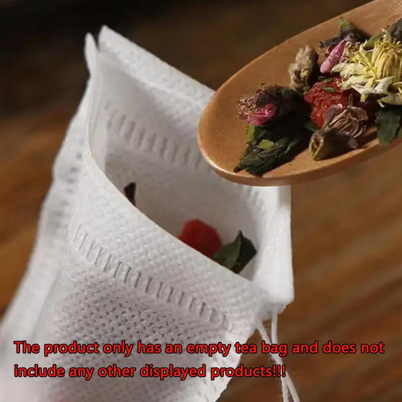 100 stk Engangs teposer Filterposer for teinfuser med streng Heal Seal Food Grade Non-woven Stoff Krydder Filter Teposer