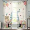 Frühlingsblumen Wichtel Transparente Fenstervorhänge für Wohnzimmer Küche Kinderzimmer Voile Hängevorhang