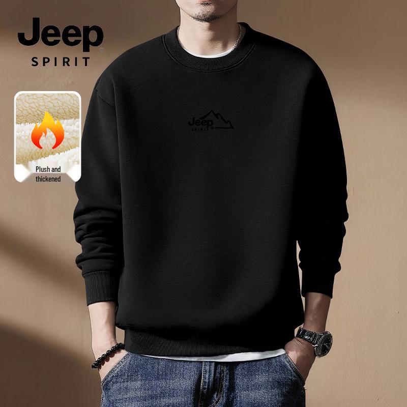 JEEP SPIRIT Męska bluza z okrągłym dekoltem, mieszanka polaru z alpaki