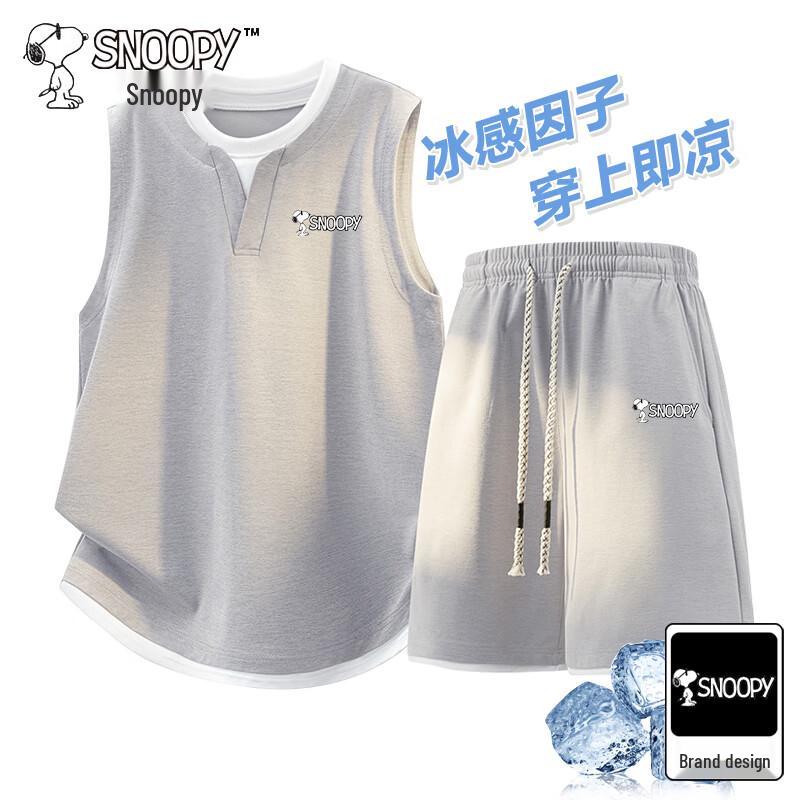 Snoopy Men's Faux Two-Piece Summer Set