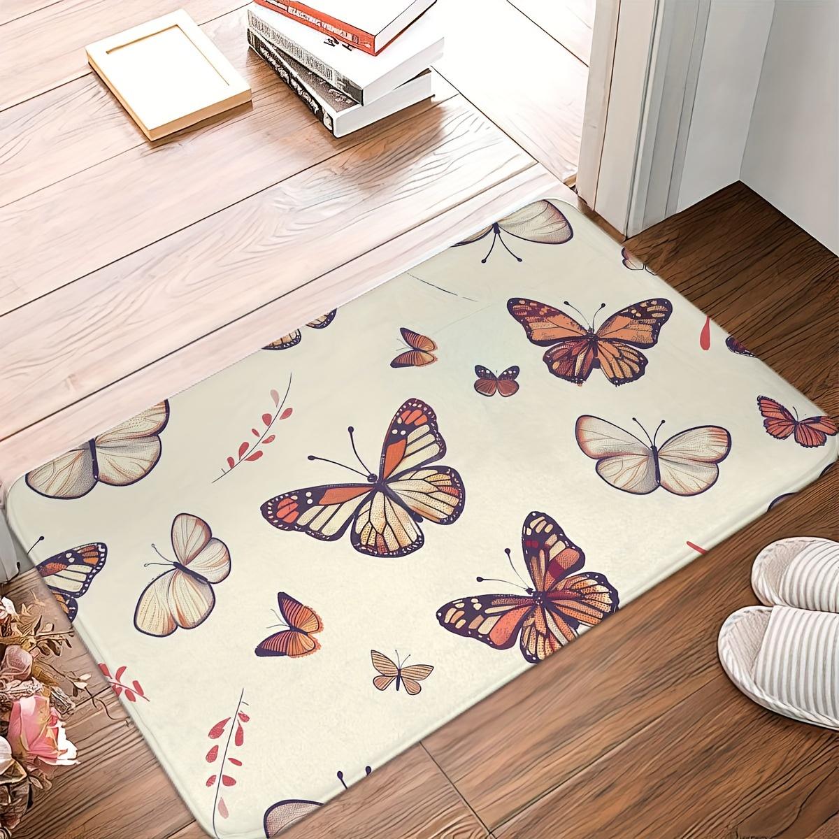 

Butterfly Pattern Doormat Elegant Modern Daily Indoor Carpet Soft Non-Slip Entryway Rug for Living Room Bedroom Hallway Kitchen 40x60cm