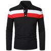 Moda Uomo Taglie Forti Primavera e Autunno Top a Righe Color-Block Camicia a Maniche Lunghe con Bottoni e Collo a Revers