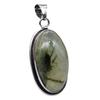 Prehnite Natural Gemstone Antique Silver Plated Pendant 2" J 1610