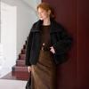 Women's Wool-Blend Shearling Lapel Winter Jacket