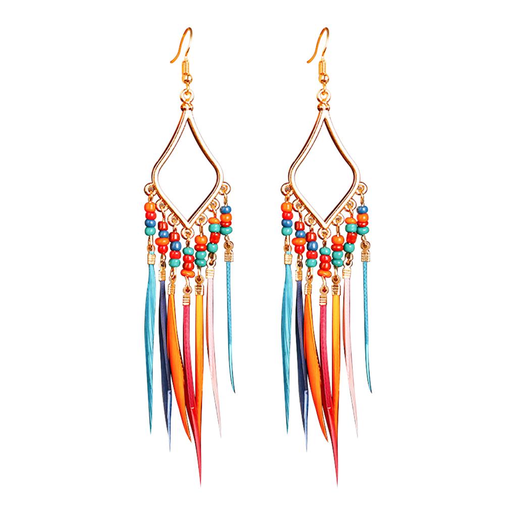 2Pcs Women Dangle Earrings Tassel Alloy Bohemian Jewelry Stylish Decorations Daily Wear Hanging Pendant Wedding Jewelry
