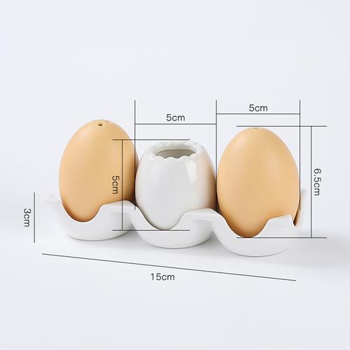Creative Egg Shape Pepper Bottle Ceramic Spice Bottle Set with Tray Toothpick Box Kitchen Salt Sugar Bowl Home Seasoning Tool