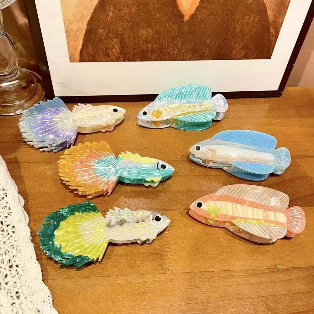 Acrylic Silver Arowana Shark Clip Fish Acetic Acid Hair Claw Guppy Hair Claw  Headwear