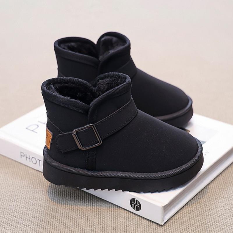 Kış Çocuk Polar Astarlı Kalınlaştırılmış Kar Botları Kaymaz Yumuşak Tabanlı Sıcak Kolay Giyilen Pamuklu Ayakkabılar