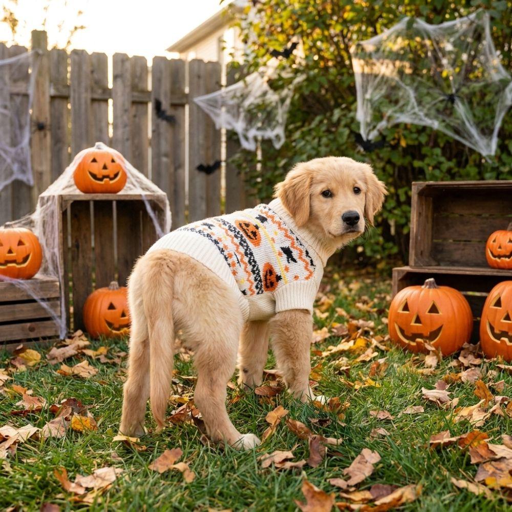 Knitwear Dog Pumpkin Pattern Coat Warm Cat Turtleneck Sweater Knit Pullover  Holiday Clothes