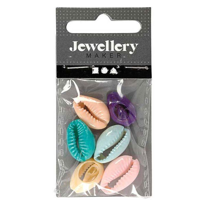 Breloque intercalaire - Multicolore - 6 pcs - Cauris authentiques - Excellente qualité - Mixte