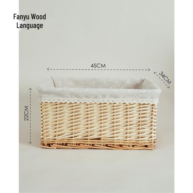Woven Bamboo Fabric Storage Basket for Snacks and Sundries