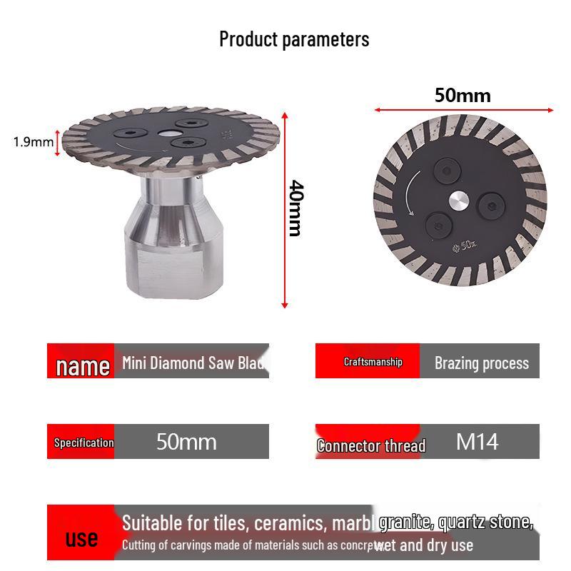 Mini disc diamantat M14 pentru tăiere uscată și gravare faianță și marmură