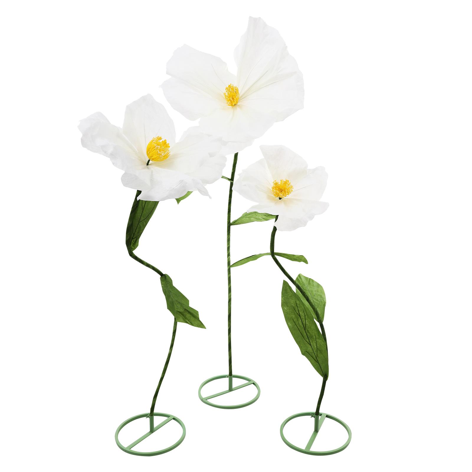 

3PCS Artificial Corn Poppy Flowers, White Real Touch Wedding Home Decor, 80cm Bendable Stems for Centerpiece білий