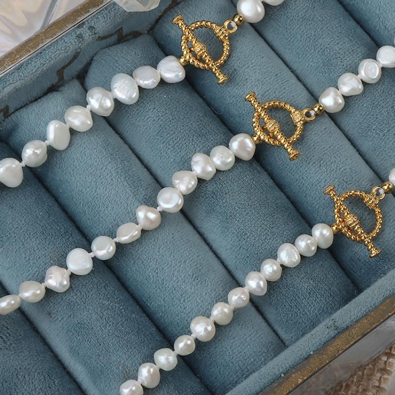 90cm Two Sides Light Natural Freshwater Baroque Pearl Beaded Necklace Irregular Pearl Sweater Chain Women's Long Winter Necklace