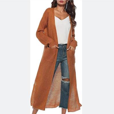 Cárdigan de Punto Multicolor para Mujer con Aberturas y Bolsillos Grandes