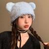 Soft Bear Ear Woolen Hat Y2K Brimless Beanie Cap Cute Knitted Pullover Hat  Keep Warm