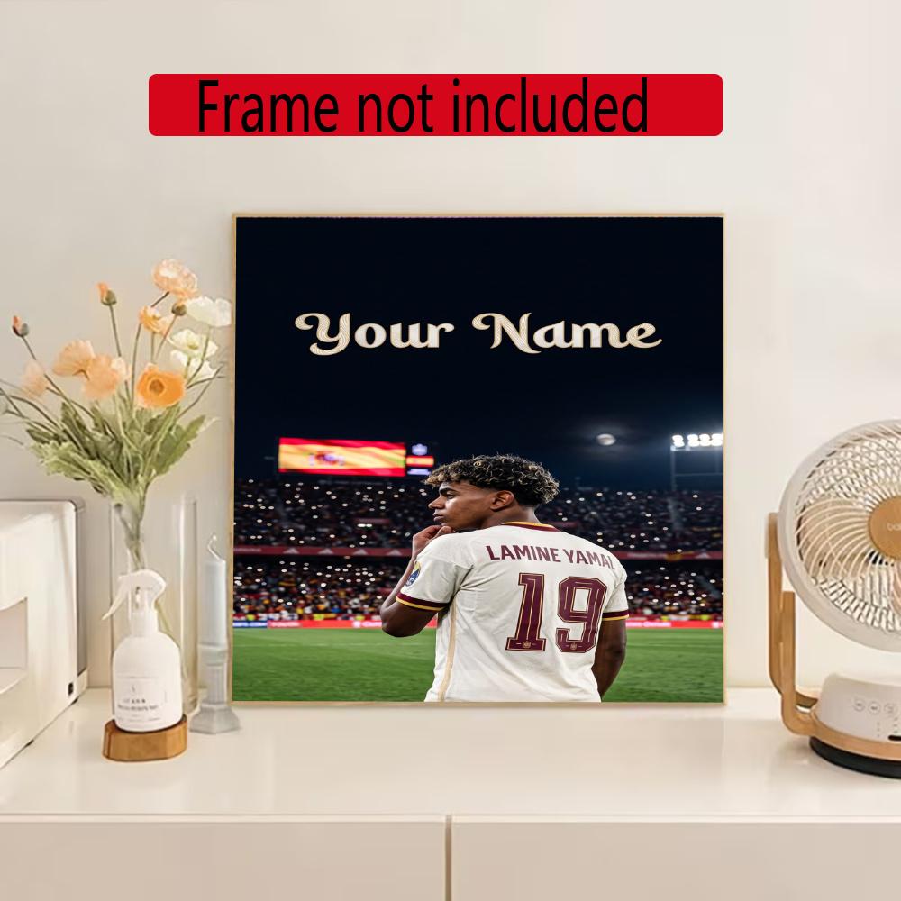 Lamin Yamal Customize Your Name Diamond Painting Round Diamond Diy Frameless Holiday Artwork Suitable For Home Office Wall Decoration
